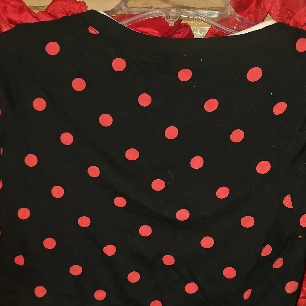 Justice Girls Black and Red Polka Dot Bear Long Sleeve Tee Size 8